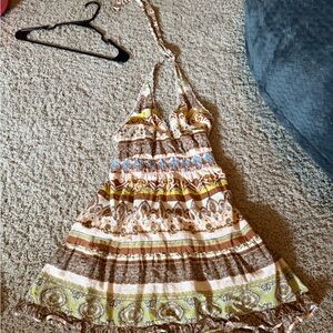 Angie Halter Dress with Earthy Tones